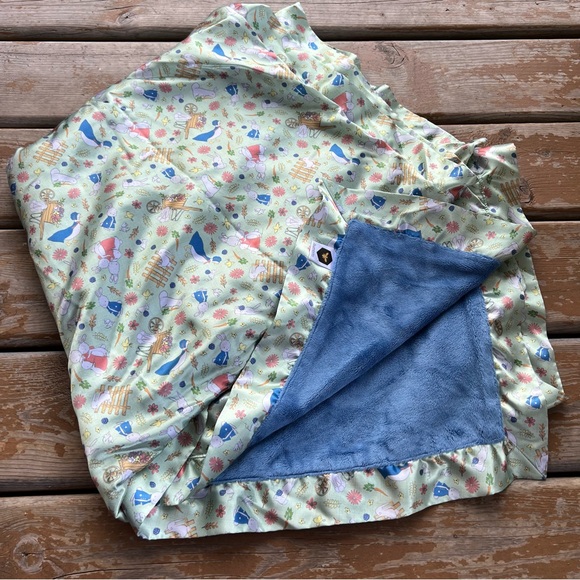 Bumblito Bee Luxe Blanket - Plush Minky & Satin - 40”x60” - Hoppin’ Good Time - Picture 1 of 7